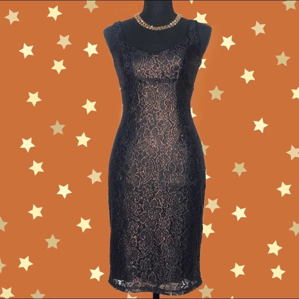 Mystic Black Lace Pinup Retro Cocktail Dress sz S